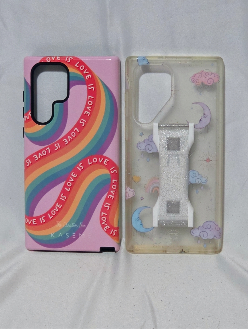 2 Samsung Galaxy S22 Ultra Phone Cases Bundle Rainbow, & Frosted With Phone Grip